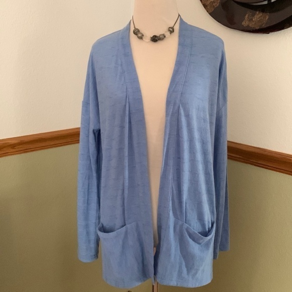 Talbots Periwinkle Blue Burnout Open Cardigan MP